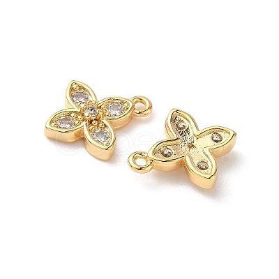 Brass Micro Pave Clear Cubic Zirconia Charms KK-D504-12G-1