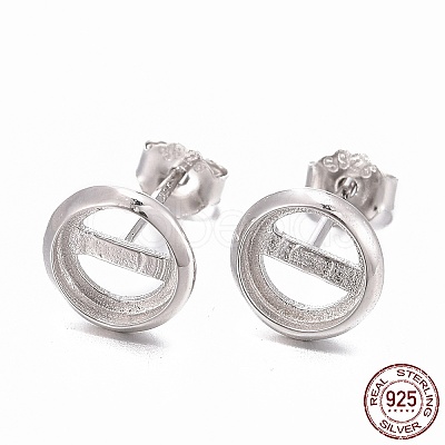 Anti-Tarnish Rhodium Plated 925 Sterling Silver Stud Earring Settings STER-F032-04P-1