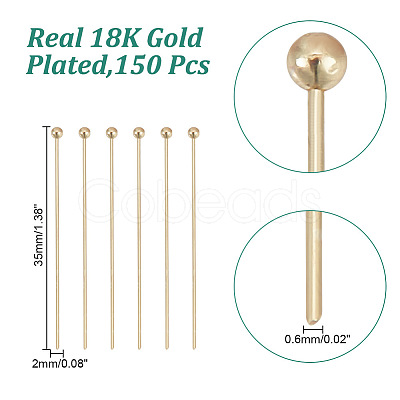 150Pcs Brass Ball Head Pins KK-GO0001-48-1