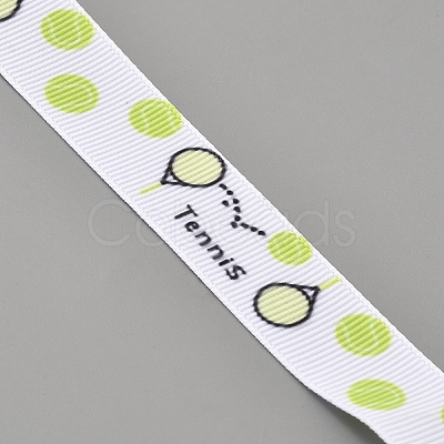 5 Yards Tennis Print Polyester Grosgrain Ribbon OCOR-WH0085-64C-1