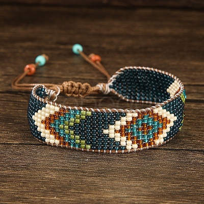 Bohemian Style Glass Bead Braided Bracelets ZD3902-4-1