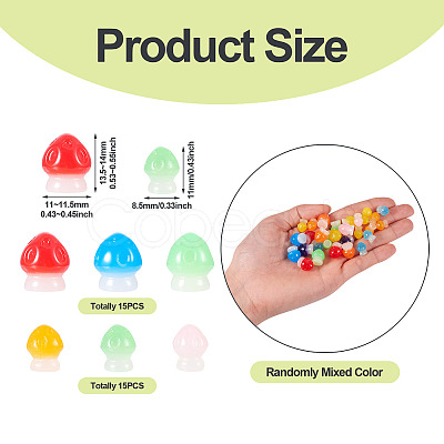 30Pcs 2 Styles Luminous Resin Mushroom Ornament RESI-TA0004-04A-1