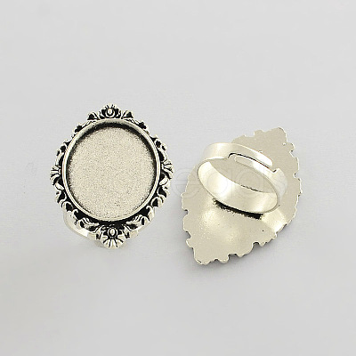 Vintage Adjustable Iron Finger Ring Components Alloy Cabochon Bezel Settings PALLOY-Q300-12AS-NR-1