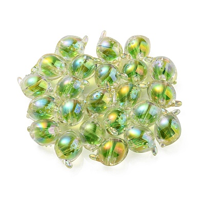 UV Plating Rainbow Iridescent Acrylic Beads OACR-F004-07E-1