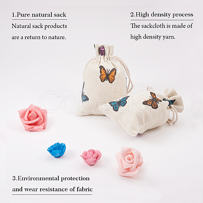 Polycotton(Polyester Cotton) Packing Pouches Drawstring Bags X-ABAG-T004-10x14-03-1