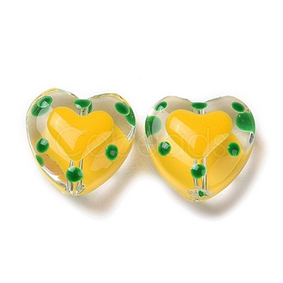 Glass Heart Beads GLAA-D005-01E-1