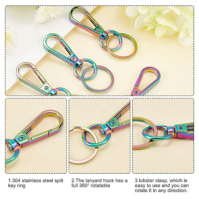 PandaHall Elite Rainbow Color Zinc Alloy Keychain Clasps FIND-PH0006-46-1