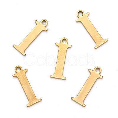 Ion Plating(IP) 304 Stainless Steel Alphabet Charms STAS-H122-I-G-1