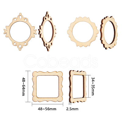 Undyed Wood Pendants WOOD-I004-36-1