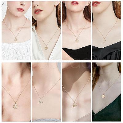 925 Sterling Silver 12 Constellation Necklace Gold Horoscope Zodiac Sign Necklace Round Astrology Pendant Necklace with Zircons Birthday Jewelry Gift for Women Men JN1089G-1