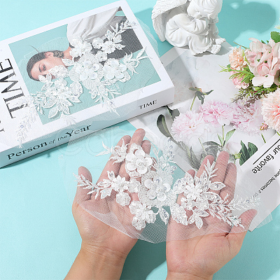 Flower Gauze & Sequin Embroidery Ornament Accessories DIY-WH20081-002A-1