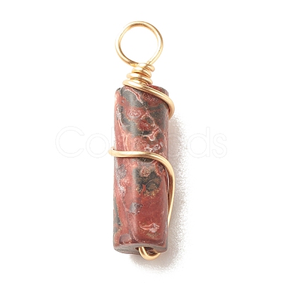 Natural Leopard Skin Jasper Pendants PALLOY-JF01453-04-1