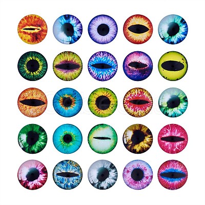 Eye Printed Glass Cabochons GGLA-BT0001-01-1