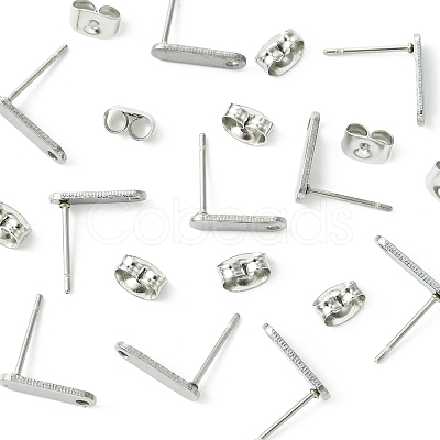 10Pcs 201 Stainless Steel Stud Earring Findings with Hole EJEW-FS0001-14D-1