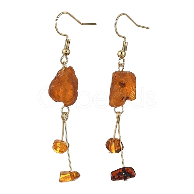 Natural Amber Nuggets Dangle Earrings EJEW-JE07523-1