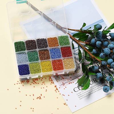 375G 15 Colors 12/0 Grade A Round Glass Seed Beads SEED-JP0011-15-2mm-1