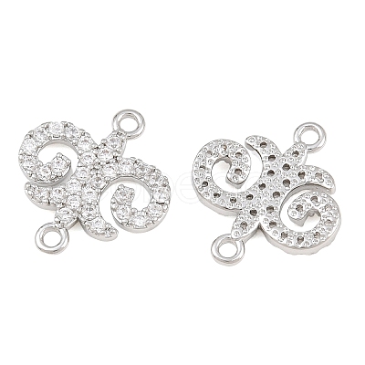 Brass Micro Pave Clear Cubic Zirconia Connector Charms CU-CBA7BFE-03A-P-1