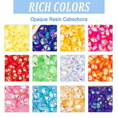 12 Colors Opaque Resin Cabochons CRES-PH0001-05-1