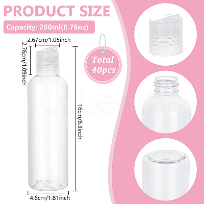 40Pcs PET Plastic Press Cap Transparent Bottles MRMJ-BC0003-53-1