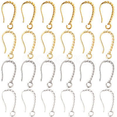 40Pcs 4 Colors Long-Lasting Plated Brass Ear Wire KK-SC0006-51-1