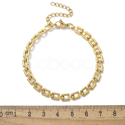 304 Stainless Steel Sqaure Link Chain Bracelets for Women BJEW-F488-21G-02-1