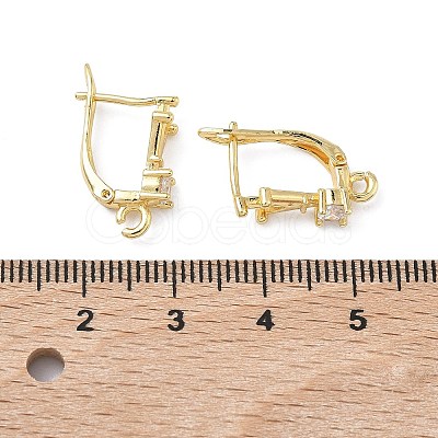 Brass Micro Pave Clear Cubic Zirconia Hoop Earring Findings KK-Z143-07G-1
