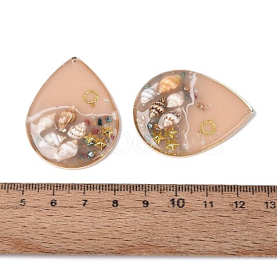 Brass & Epoxy Resin Pendants KK-Q082-03KCG-02-1