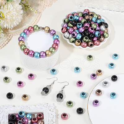300Pcs Matte Rondelle Spray Painted Acrylic European Beads OACR-PA0001-74-1