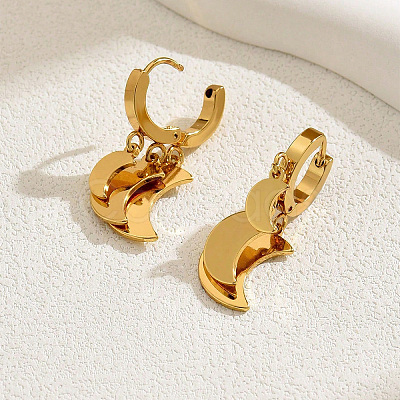 304 Stainless Steel Hoop Dangle Earrings for Women PJ4244-1