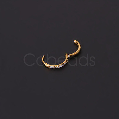 316 Stainless Steel Micro Pave Clear Cubic Zirconia Hoop Cartilage Earrings WG9FB89-08-1