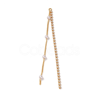 Brass Micro Pave Clear Cubic Zirconia & ABS Plastic Pearl Big Pendants KK-G510-05G-1