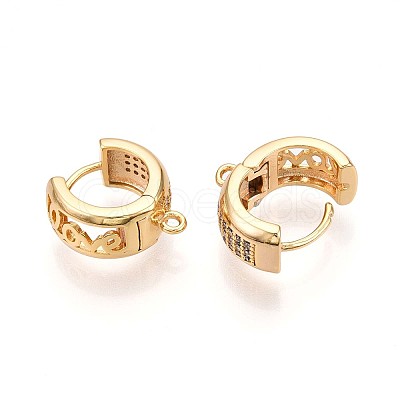 Brass Micro Pave Cubic Zirconia Hoop Earring Finding KK-N261-49G-1
