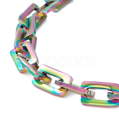 PVD Vacuum Plating Rectangle 201 Stainless Steel Chain Bracelets BJEW-N240-06M-1
