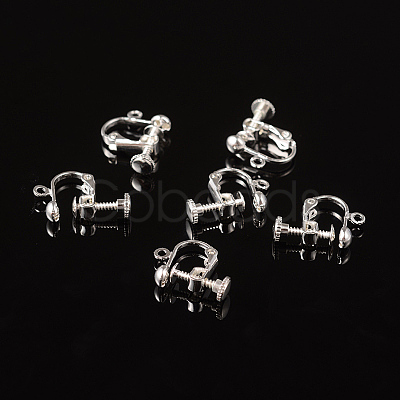 Brass Clip-on Earring Findingsfor non-pierced Ears X-EC143-S-1