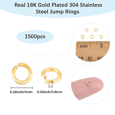 1500Pcs 304 Stainless Steel Open Jump Rings STAS-BBC0009-54-1
