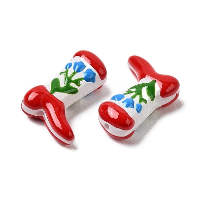 Boot Baking Paint Glass Enamel Beads LAMP-C020-02O-1