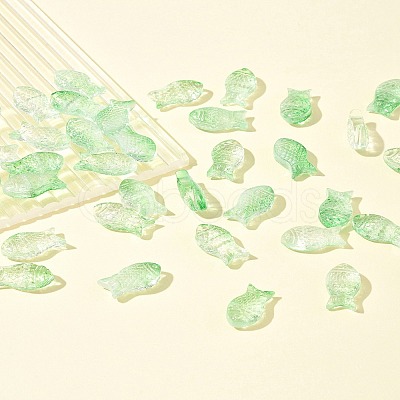 50Pcs Transparent Spray Painted Glass Beads GLAA-FS0002-06F-1