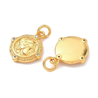 Brass Micro Pave Cubic Zirconia Charms KK-K364-44G-1