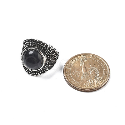 Natural Obsidian Adjustable Rings RJEW-I108-03AS-12-1