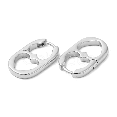 Rack Plating Brass Oval with Heart Hoop Earrings EJEW-D064-09P-1