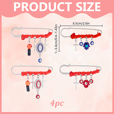 4Pcs 4 Styles Steel Brooches JEWB-DR00026-1