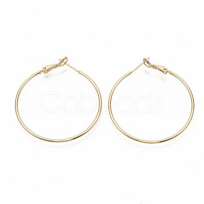 Brass Hoop Earrings EJEW-T007-01G-NF-1
