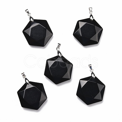 Natural Obsidian Pendants G-C241-02A-1