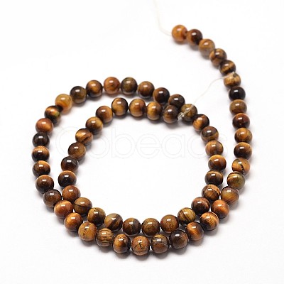 Natural Tiger Eye Round Bead Strands G-P072-33-8mm-1