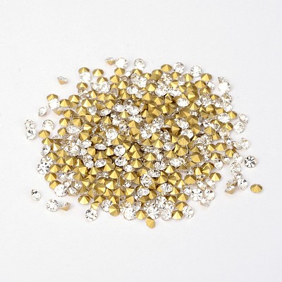 Back Plated Grade A Diamond Glass Pointed Rhinestone RGLA-SS12-001A-1