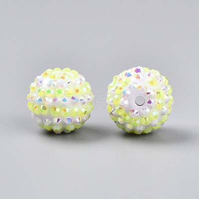 Stripe Pattern Resin AB Rhinestone Round Beads RESI-S313-18x20-13-1
