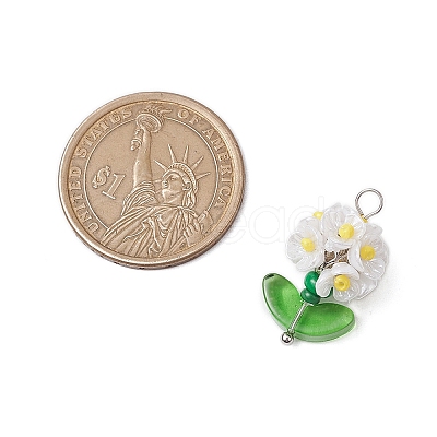 Glass Seed Beaded Flower Pendants PALLOY-MZ00521-02-1