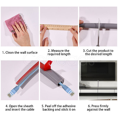 Self Adhesive Semicircular Hard PVC Cable Cover AJEW-WH0886-24A-1