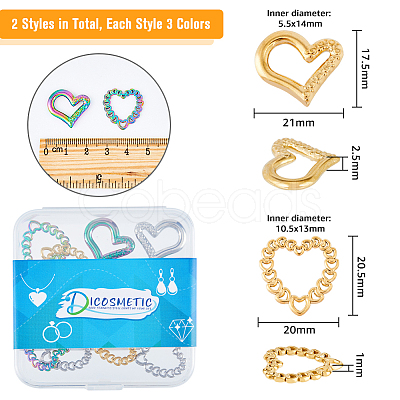 12Pcs 6 Style 304 Stainless Steel Linking Rings STAS-DC0011-03-1