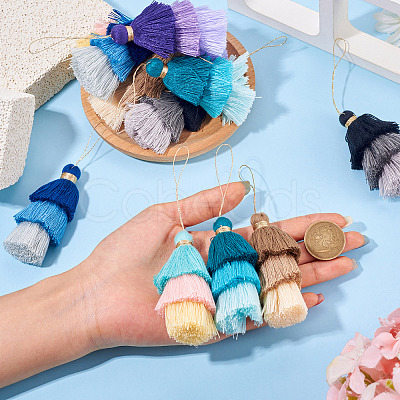 12Pcs 6 Styles Nylon Thread Tassel Big Pendant Decorations FIND-TA0009-18-1